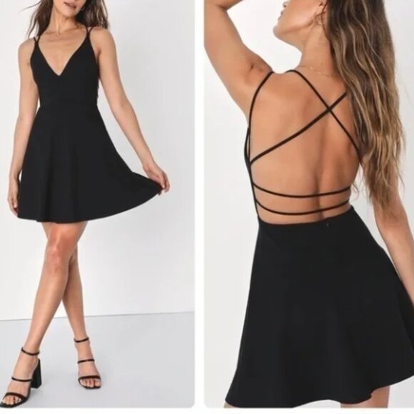 Lulus Dresses & Skirts - Lulus Black Backless Strappy Dress Size Large